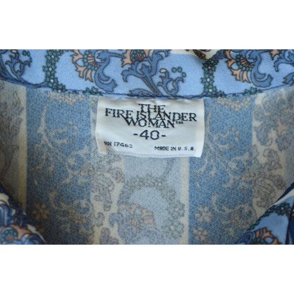 Vintage 80s The Pioneer Woman Blue Striped Floral Button Down Blouse Size L 40 - Picture 3 of 8